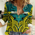 Personalized Hockeyroos Kangaroo Field Hockey Women Casual Shirt Tribal Geometric Green Gold Symmetrical Pattern Design