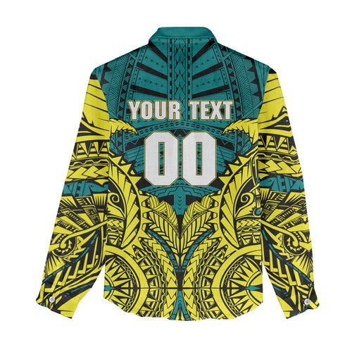 Personalized Hockeyroos Kangaroo Field Hockey Women Casual Shirt Tribal Geometric Green Gold Symmetrical Pattern Design