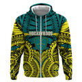 Personalized Hockeyroos Kangaroo Field Hockey Zip Hoodie Tribal Geometric Green Gold Symmetrical Pattern Design