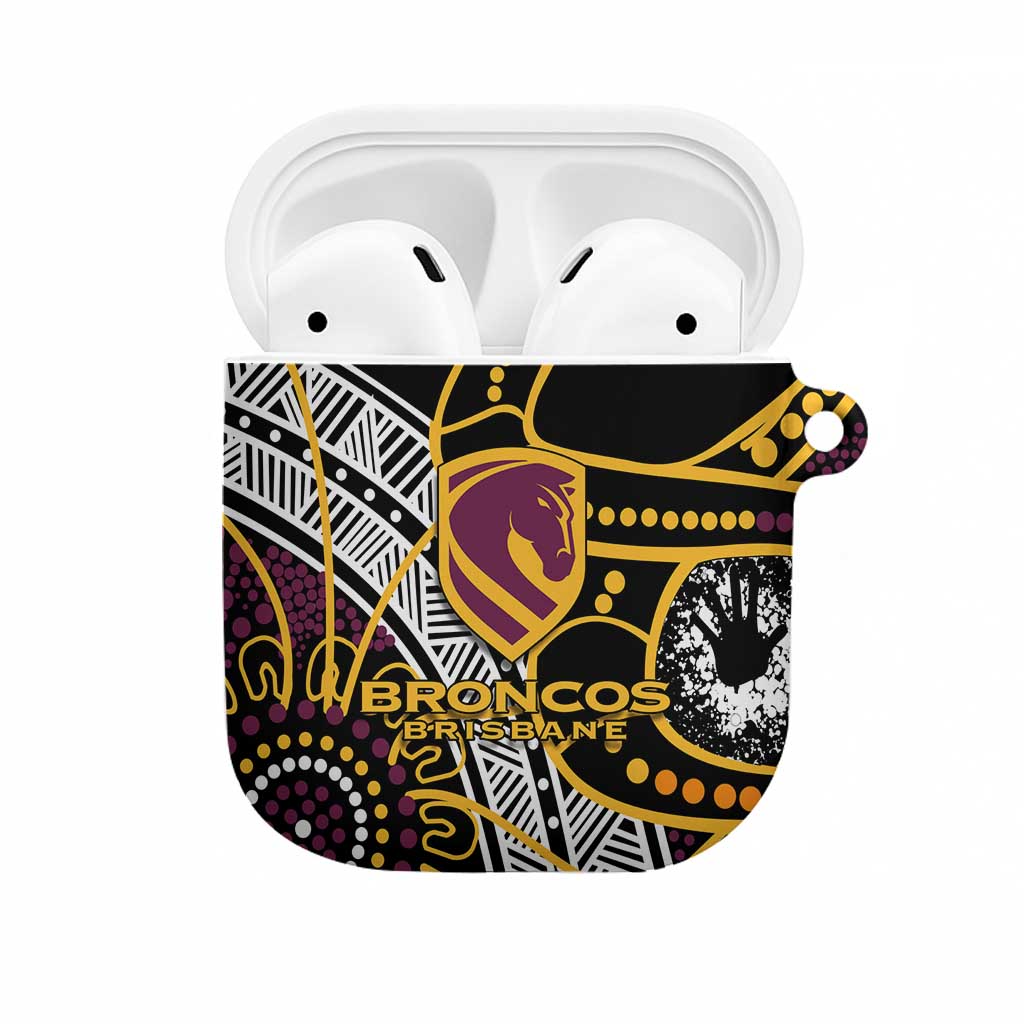 Brisbane Broncos AirPods Case Australian Aboriginal Dot Painting Handprint