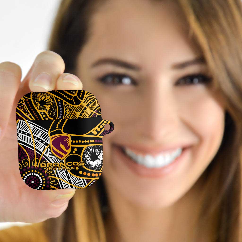 Brisbane Broncos AirPods Case Australian Aboriginal Dot Painting Handprint