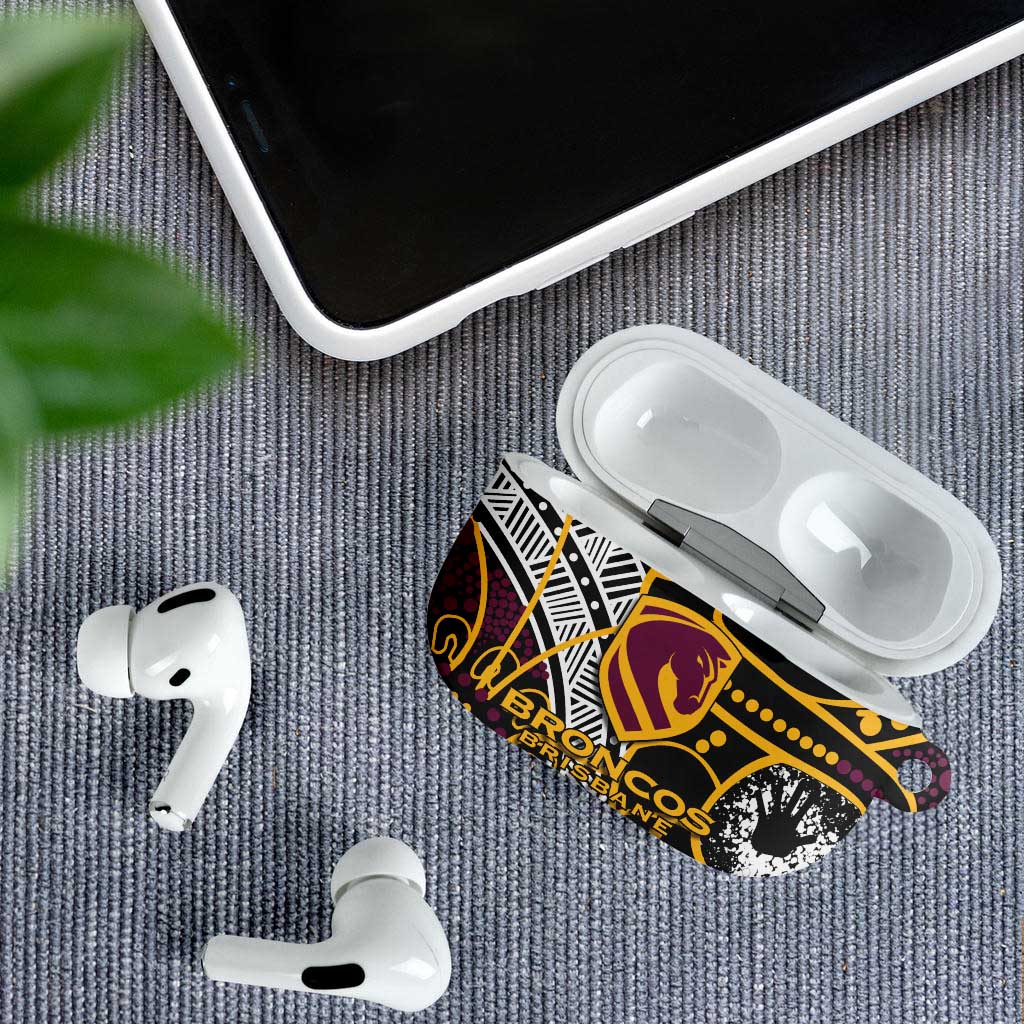Brisbane Broncos AirPods Case Australian Aboriginal Dot Painting Handprint