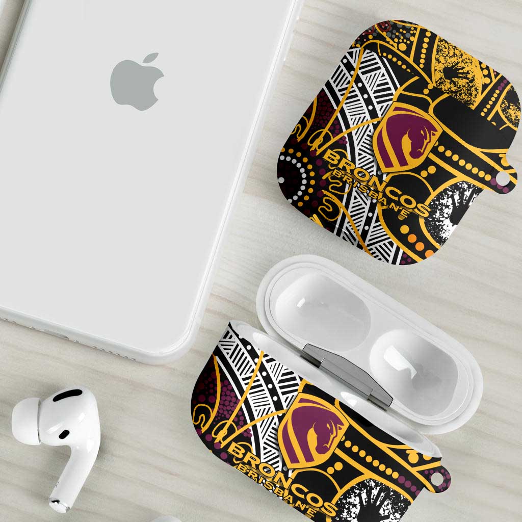 Brisbane Broncos AirPods Case Australian Aboriginal Dot Painting Handprint