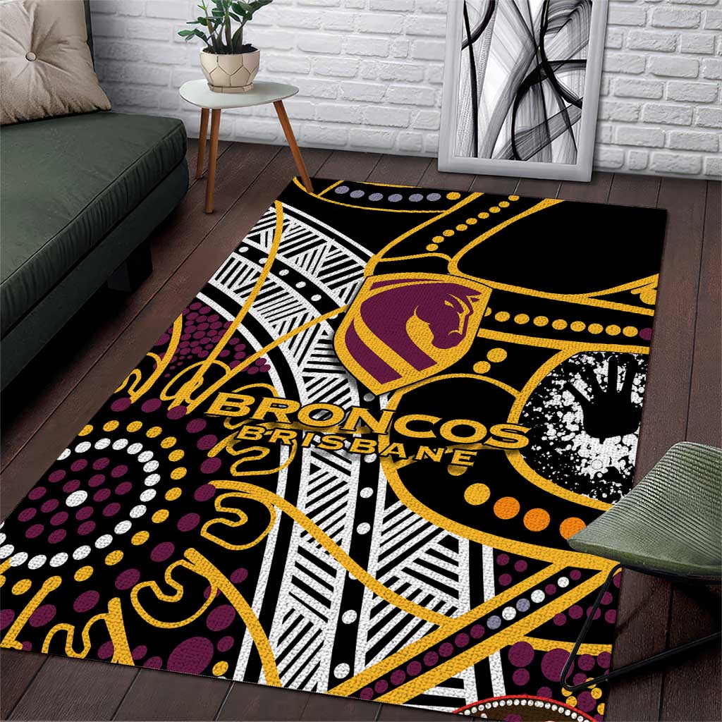 Brisbane Broncos Area Rug Australian Aboriginal Dot Painting Handprint