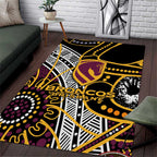 Brisbane Broncos Area Rug Australian Aboriginal Dot Painting Handprint