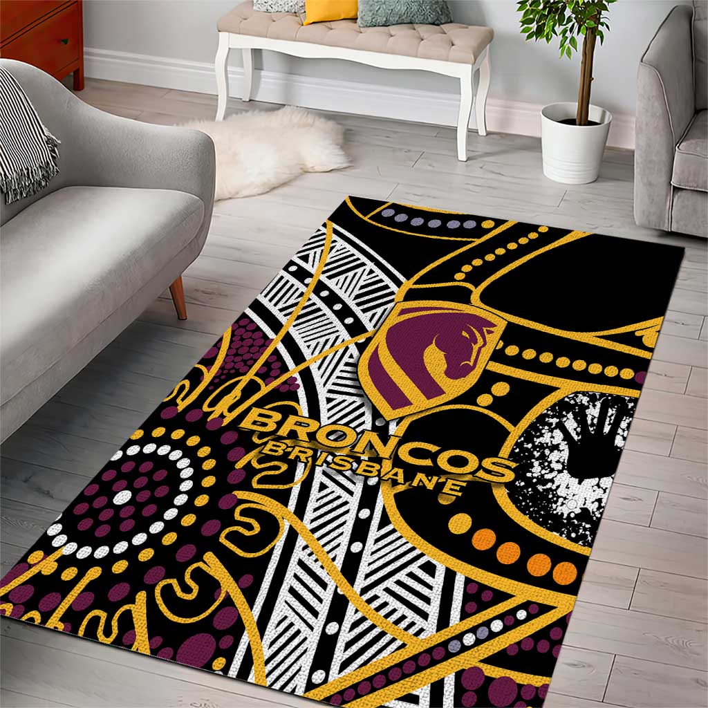 Brisbane Broncos Area Rug Australian Aboriginal Dot Painting Handprint