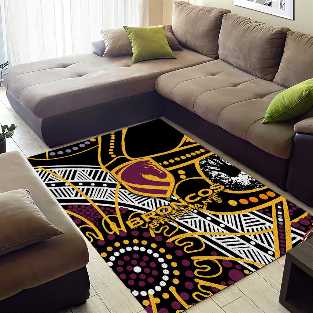 Brisbane Broncos Area Rug Australian Aboriginal Dot Painting Handprint