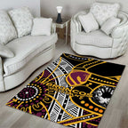 Brisbane Broncos Area Rug Australian Aboriginal Dot Painting Handprint