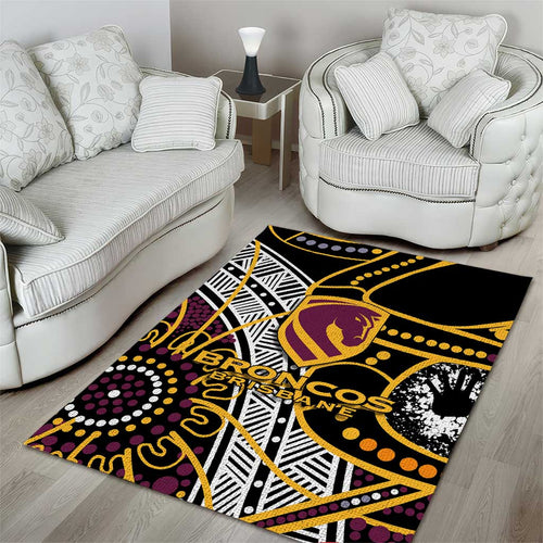 Brisbane Broncos Area Rug Australian Aboriginal Dot Painting Handprint