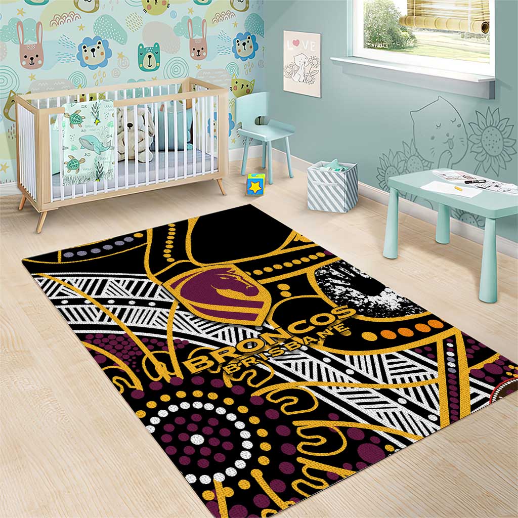 Brisbane Broncos Area Rug Australian Aboriginal Dot Painting Handprint