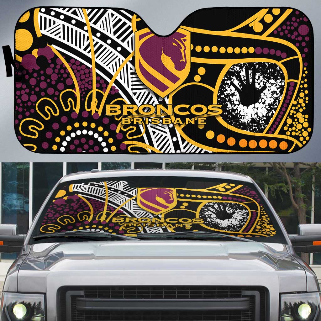 Brisbane Broncos Auto Sun Shade Australian Aboriginal Dot Painting Handprint