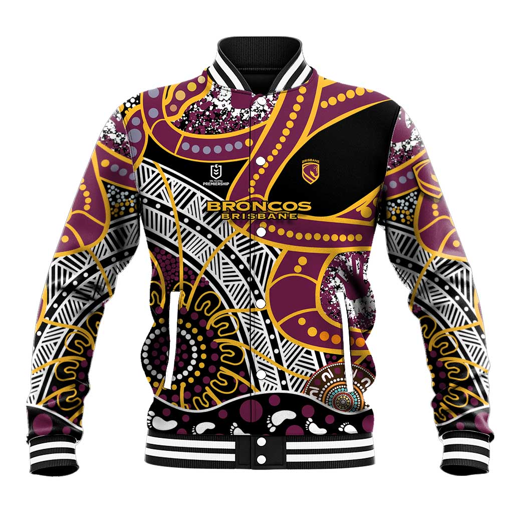 Brisbane Broncos Baseball Jacket Australian Aboriginal Dot Painting Handprint
