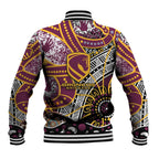 Brisbane Broncos Baseball Jacket Australian Aboriginal Dot Painting Handprint