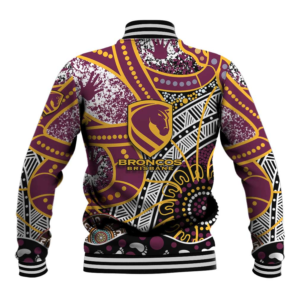 Brisbane Broncos Baseball Jacket Australian Aboriginal Dot Painting Handprint