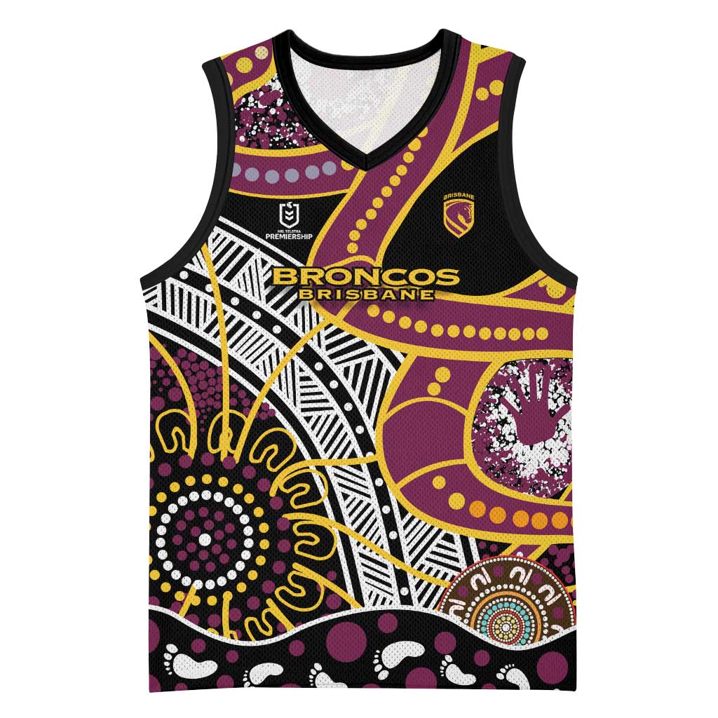 Brisbane Broncos Basketball Jersey Australian Aboriginal Dot Painting Handprint