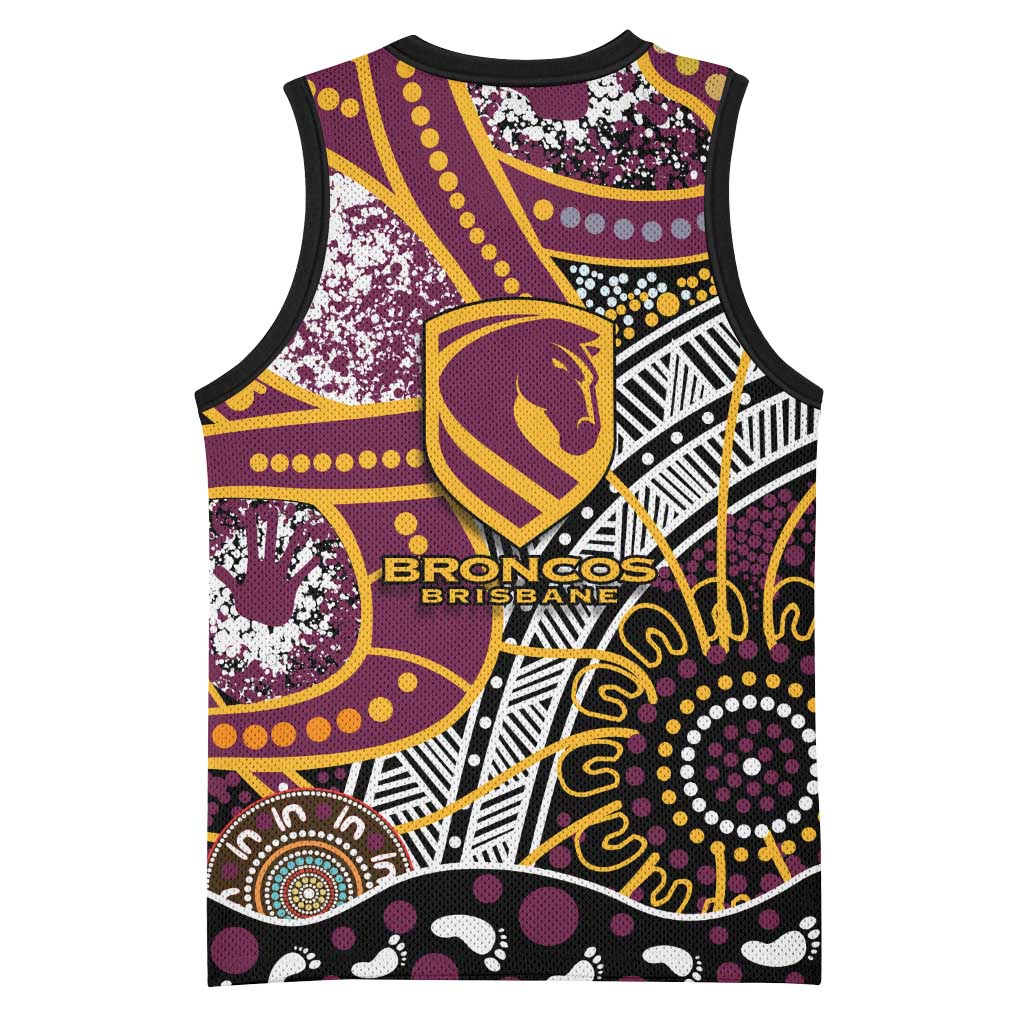 Brisbane Broncos Basketball Jersey Australian Aboriginal Dot Painting Handprint