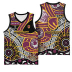 Brisbane Broncos Basketball Jersey Australian Aboriginal Dot Painting Handprint
