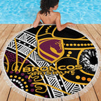 Brisbane Broncos Beach Blanket Australian Aboriginal Dot Painting Handprint
