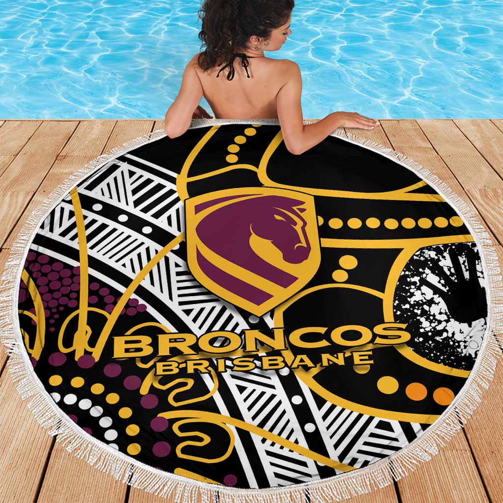 Brisbane Broncos Beach Blanket Australian Aboriginal Dot Painting Handprint