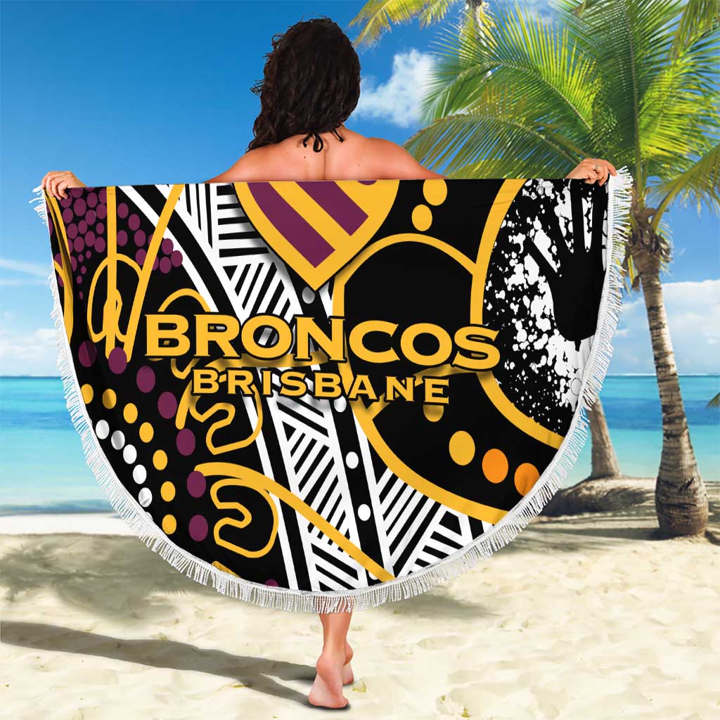 Brisbane Broncos Beach Blanket Australian Aboriginal Dot Painting Handprint
