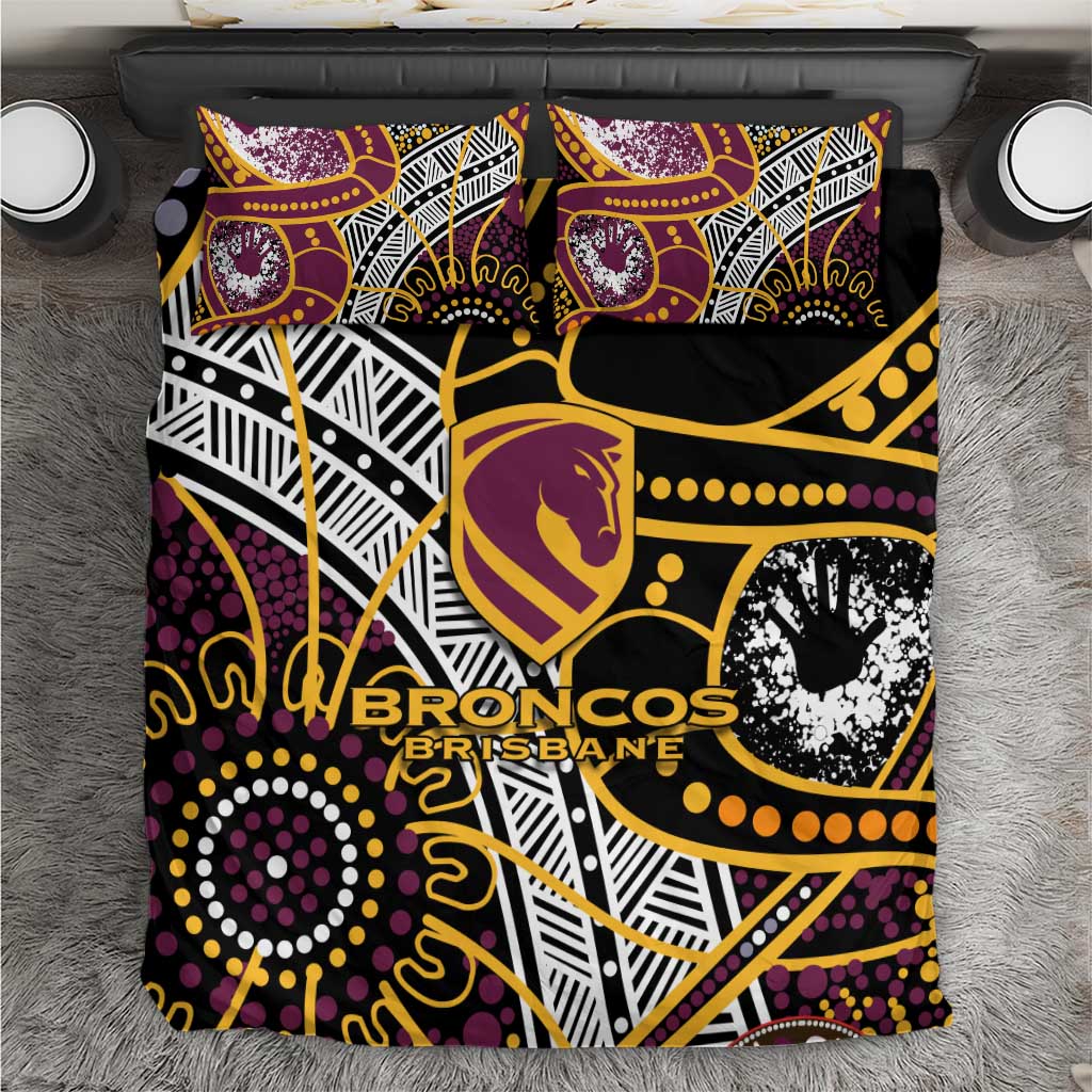 Brisbane Broncos Bedding Set Australian Aboriginal Dot Painting Handprint