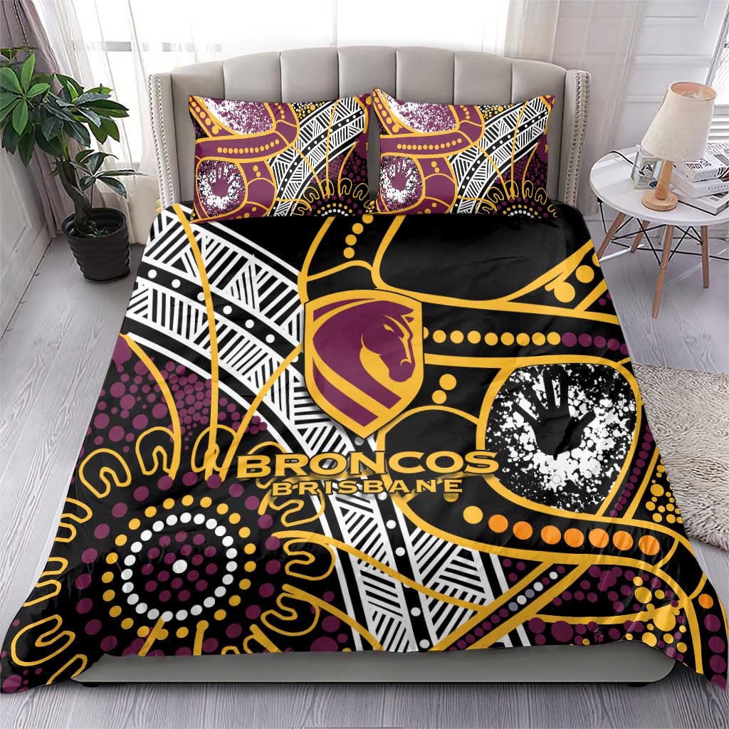 Brisbane Broncos Bedding Set Australian Aboriginal Dot Painting Handprint