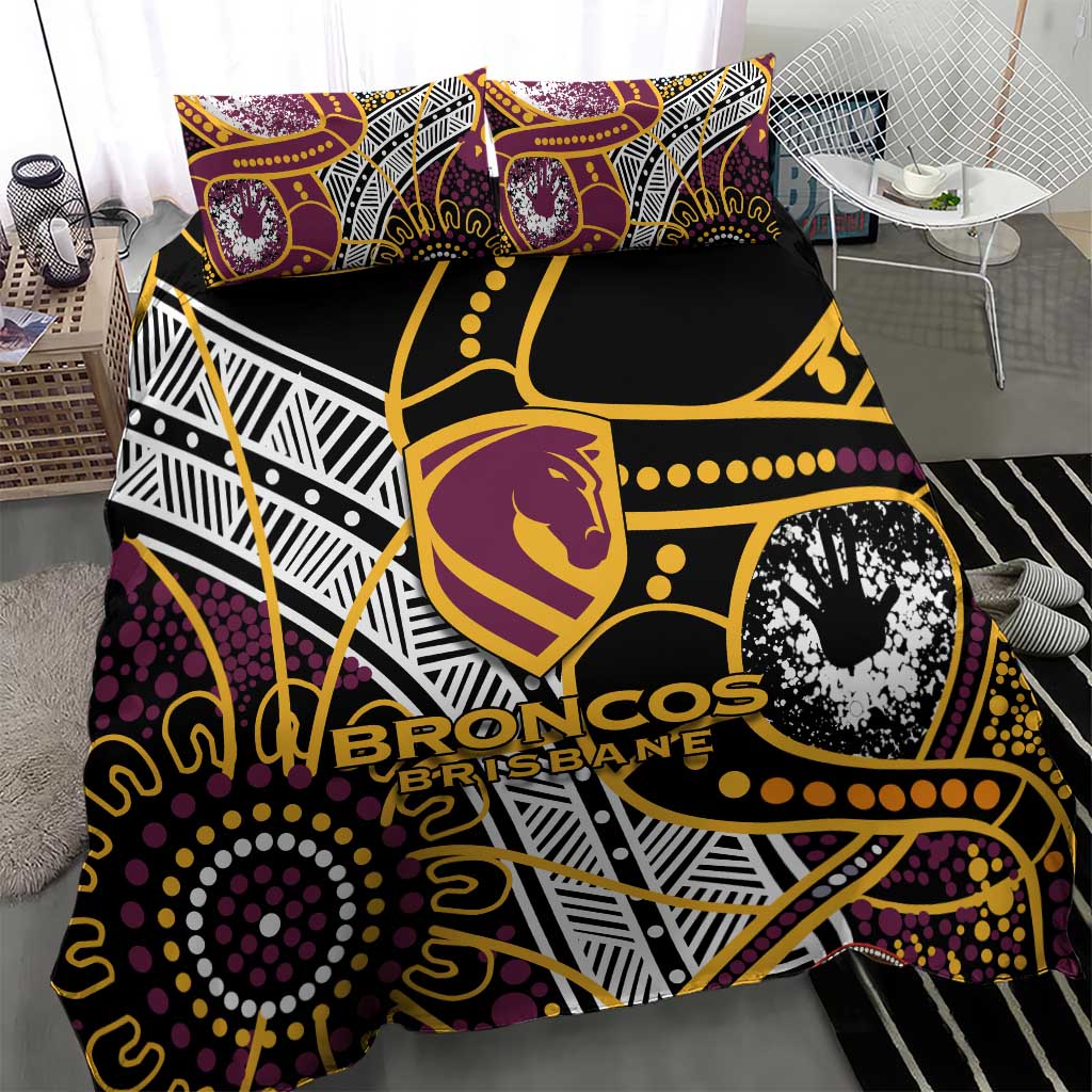 Brisbane Broncos Bedding Set Australian Aboriginal Dot Painting Handprint
