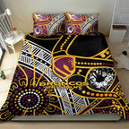 Brisbane Broncos Bedding Set Australian Aboriginal Dot Painting Handprint