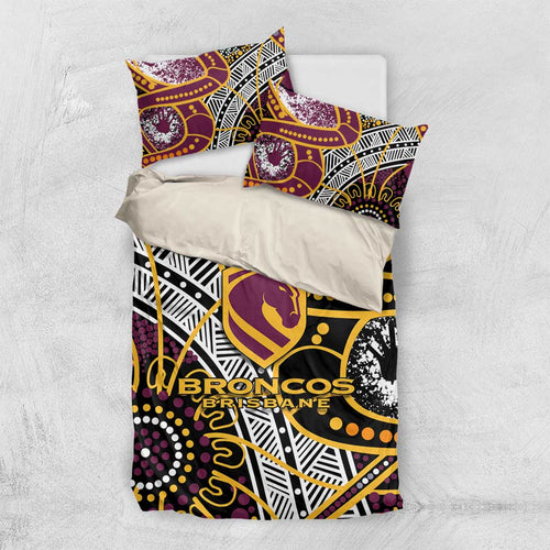 Brisbane Broncos Bedding Set Australian Aboriginal Dot Painting Handprint
