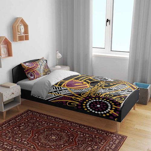 Brisbane Broncos Bedding Set Australian Aboriginal Dot Painting Handprint
