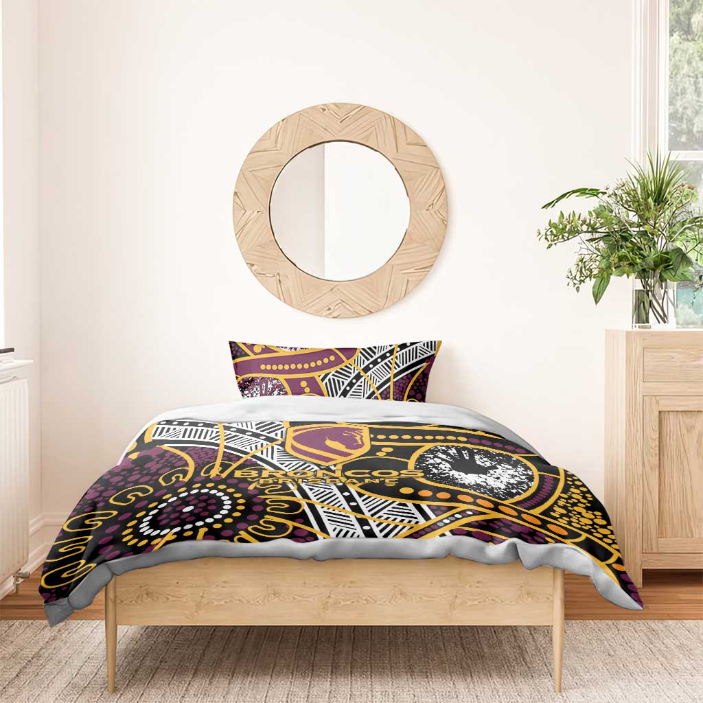 Brisbane Broncos Bedding Set Australian Aboriginal Dot Painting Handprint