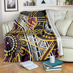 Brisbane Broncos Blanket Australian Aboriginal Dot Painting Handprint