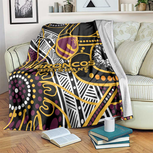 Brisbane Broncos Blanket Australian Aboriginal Dot Painting Handprint