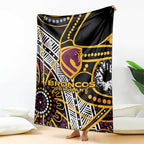 Brisbane Broncos Blanket Australian Aboriginal Dot Painting Handprint