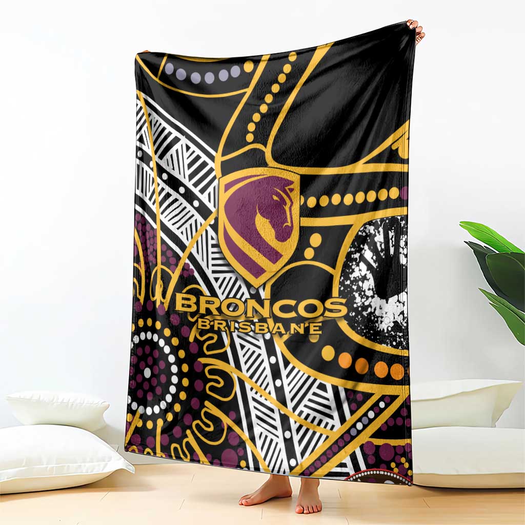 Brisbane Broncos Blanket Australian Aboriginal Dot Painting Handprint