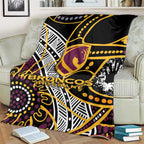 Brisbane Broncos Blanket Australian Aboriginal Dot Painting Handprint