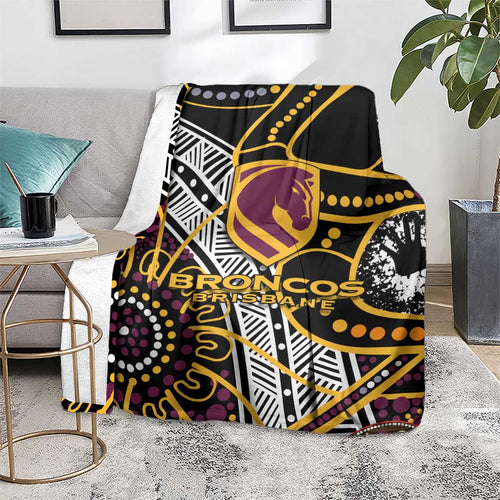 Brisbane Broncos Blanket Australian Aboriginal Dot Painting Handprint