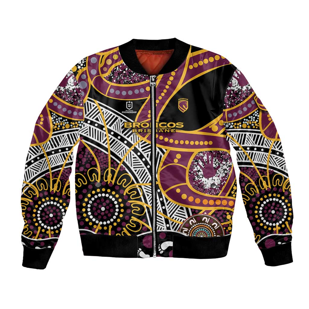 Brisbane Broncos Bomber Jacket Australian Aboriginal Dot Painting Handprint
