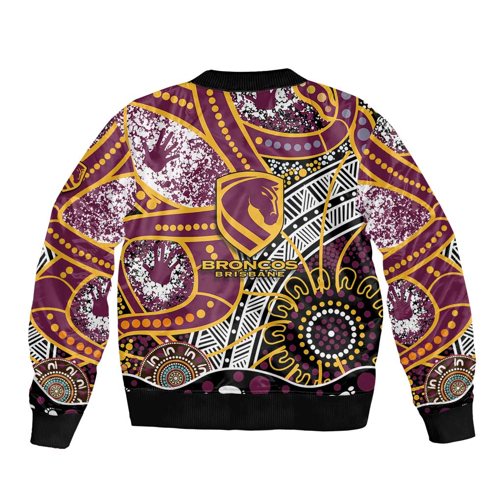 Brisbane Broncos Bomber Jacket Australian Aboriginal Dot Painting Handprint