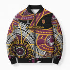Brisbane Broncos Bomber Puffer Jacket Australian Aboriginal Dot Painting Handprint