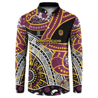 Brisbane Broncos Button Sweatshirt Australian Aboriginal Dot Painting Handprint