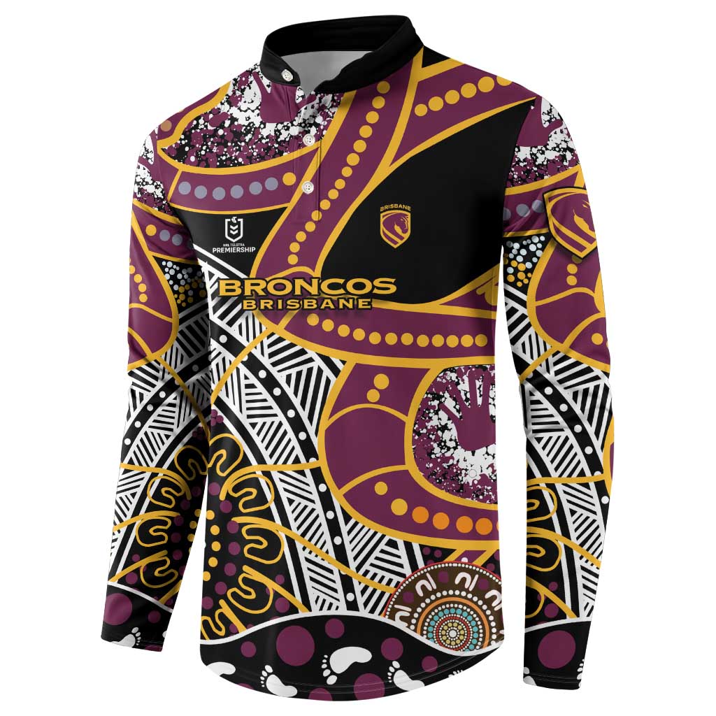 Brisbane Broncos Button Sweatshirt Australian Aboriginal Dot Painting Handprint