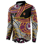 Brisbane Broncos Button Sweatshirt Australian Aboriginal Dot Painting Handprint