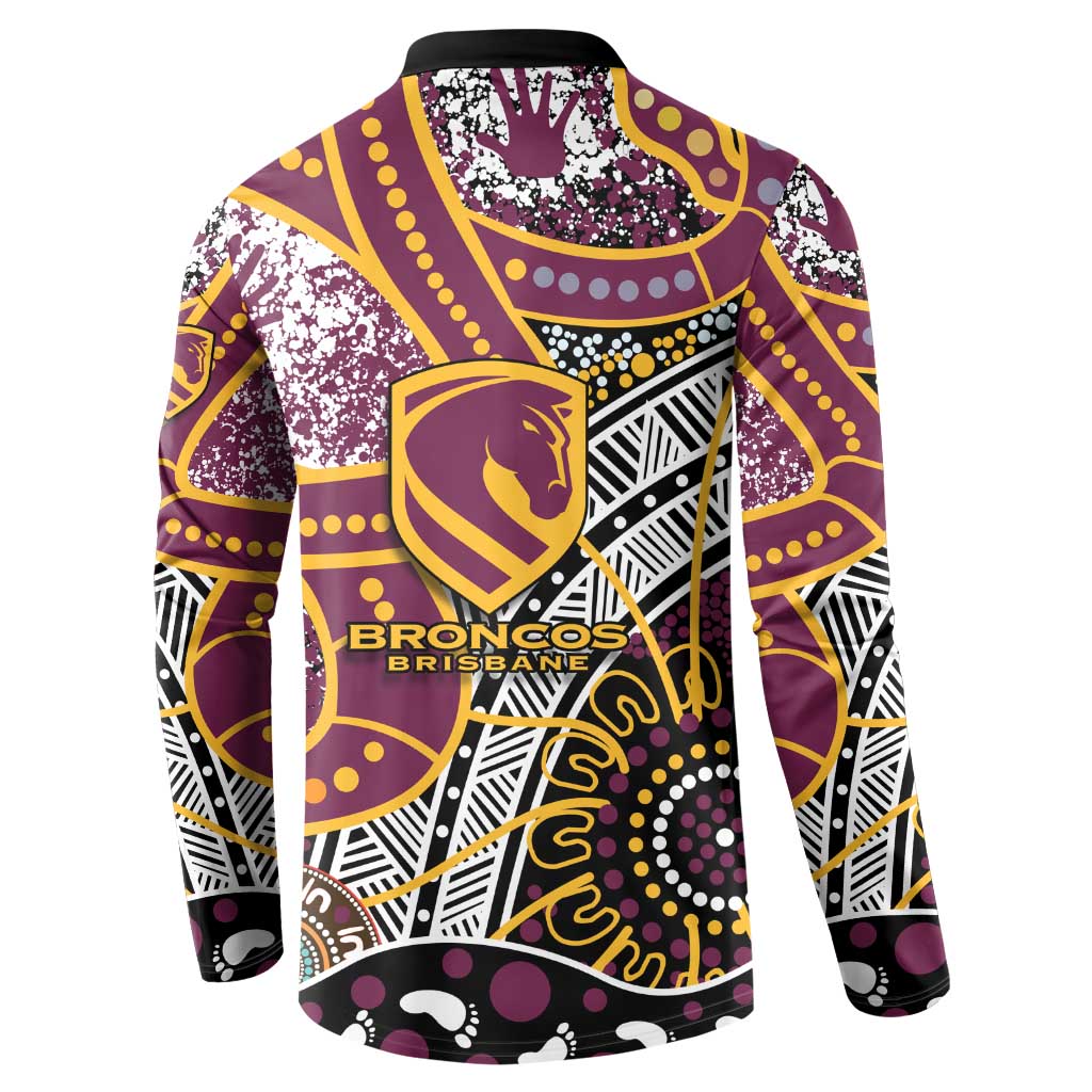 Brisbane Broncos Button Sweatshirt Australian Aboriginal Dot Painting Handprint
