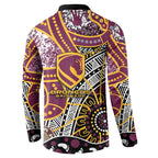 Brisbane Broncos Button Sweatshirt Australian Aboriginal Dot Painting Handprint