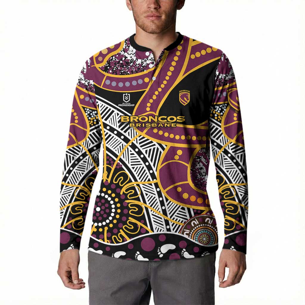 Brisbane Broncos Button Sweatshirt Australian Aboriginal Dot Painting Handprint