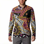 Brisbane Broncos Button Sweatshirt Australian Aboriginal Dot Painting Handprint