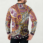 Brisbane Broncos Button Sweatshirt Australian Aboriginal Dot Painting Handprint