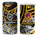 Brisbane Broncos 4 in 1 Can Cooler Tumbler Australian Aboriginal Dot Painting Handprint