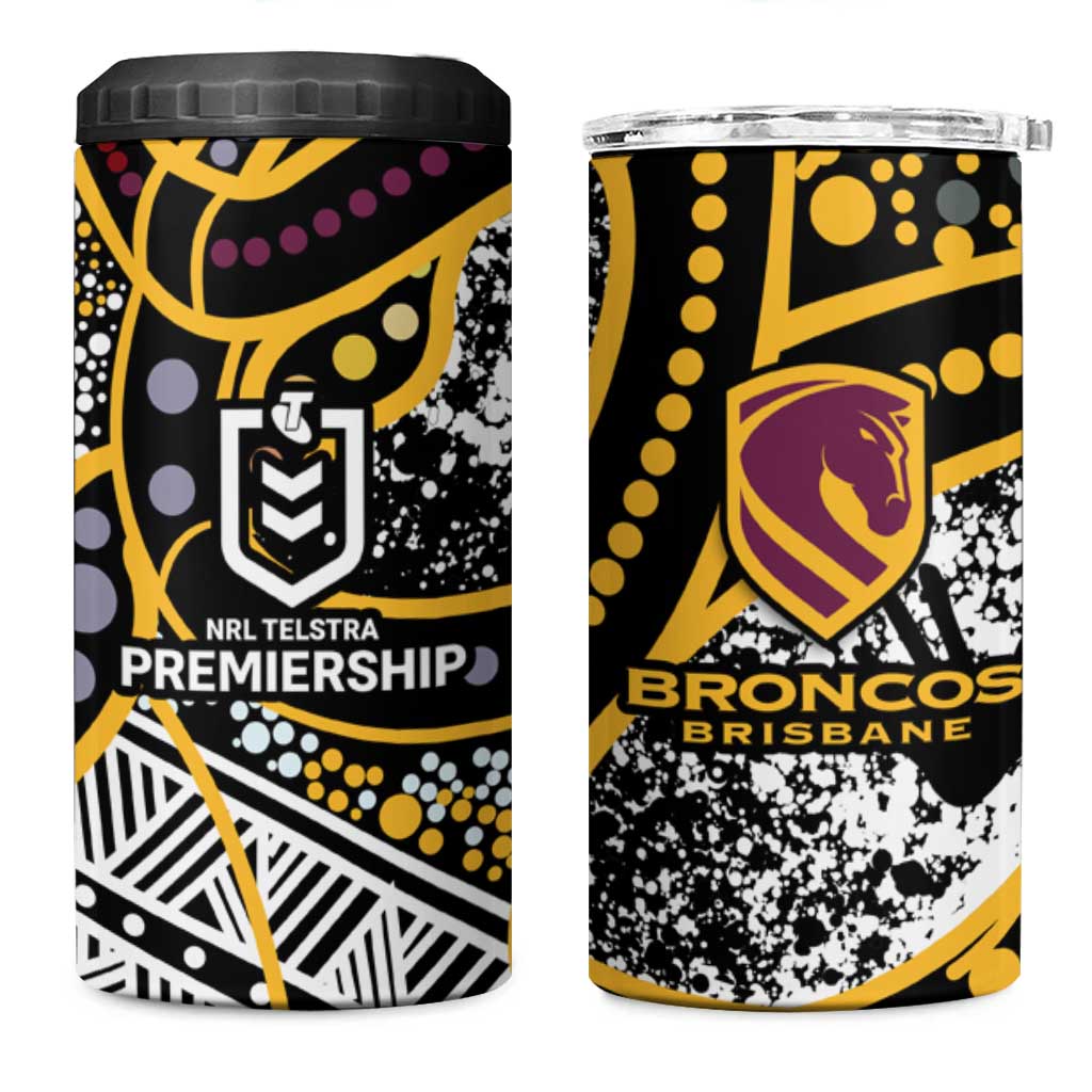 Brisbane Broncos 4 in 1 Can Cooler Tumbler Australian Aboriginal Dot Painting Handprint